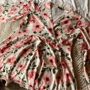 Plus Blurred Floral Wrap Skater Dress Size 20 Blush Pink